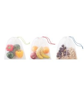 ENSEMBLE DE 3 SACS A PROVISION EN FILET RPET | ref : MO9898