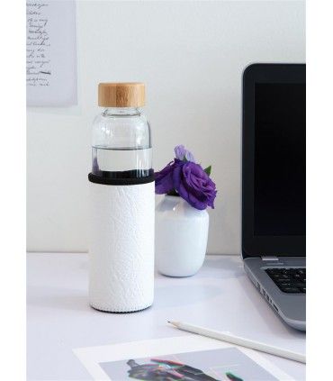 BOUTEILLE EN VERRE AVEC HOUSSE TEXTURE 550ml | ref : P436.293