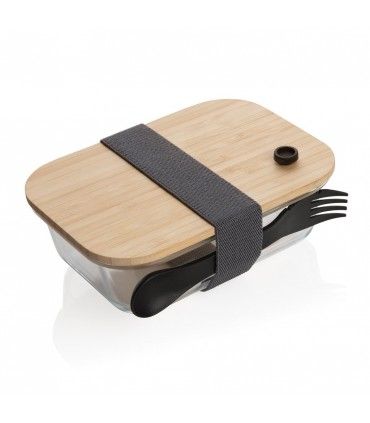BOîTE REPAS EN VERRE AVEC COUVERCLE EN BAMBOU | ref : P269.560 