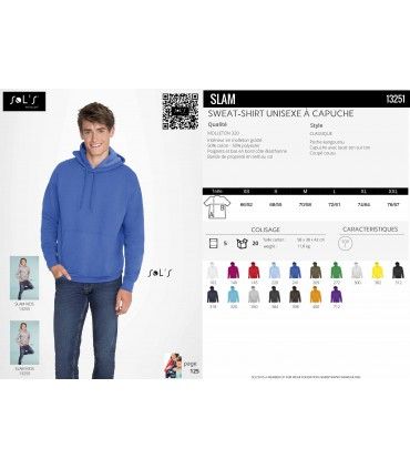SWEAT SOL'S UNISEXE A CAPUCHE SLAM   réf : 13251