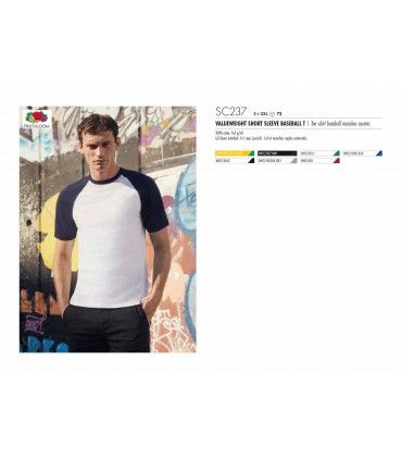 TEE-SHIRT BASEBALL HOMME FRUIT OF THE LOOM -  SC237