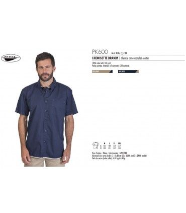 CHEMISE COTON MANCHES COURTES | ref :  PK600