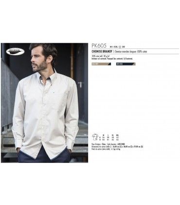 CHEMISE COTON MANCHES LONGUES | ref :  PK605