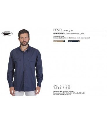 CHEMISE MANCHES LONGUES 2 POCHES HOMME | ref :  PK610