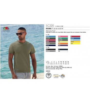 TEE-SHIRT FULL CUT 135g/m² | ref :  SC220