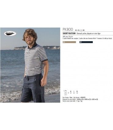 BERMUDA POCHES PLAQUEES EN COTON LEGER | ref :  PK800