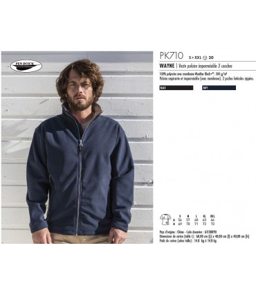 VESTE POLAIRE IMPERMEABLE 3 COUCHES | ref :  PK710