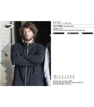 VESTE POLAIRE FULL ZIP HOMME / FEMME | ref :  PK740