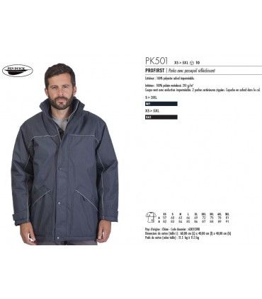 PARKA AVEC PASSEPOIL REFLECHISSANT | ref :  PK501