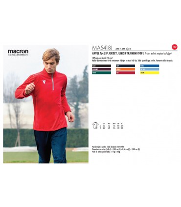 HAVEL 1/4 ZIP JERSEY JUNIOR TRAINING TOP "MACRON®" - MA5418J