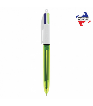 BIC Stylo 4 Couleurs Fluo Pointe Moyenne - Encres N/B/R & Pointe large 1,6  mm Jaune Fluo