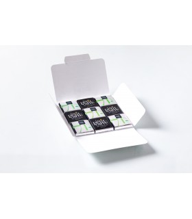 Pochette personnalisée avec 9 carrés de chocolat bio