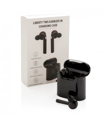 ECOUTEURS SANS FIL AVEC BOITIER DE CHARGE LIBERTY - P329.013