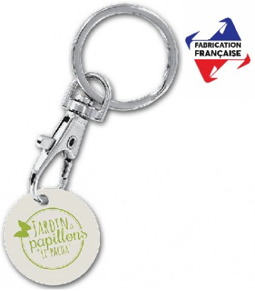 PORTE-CLE MOUSQUETON METAL AVEC JETON BIO - M251