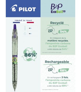 STYLO BILLE EN PLASTIQUE RECYCLE PILOT® - B2P ECOBALL 10