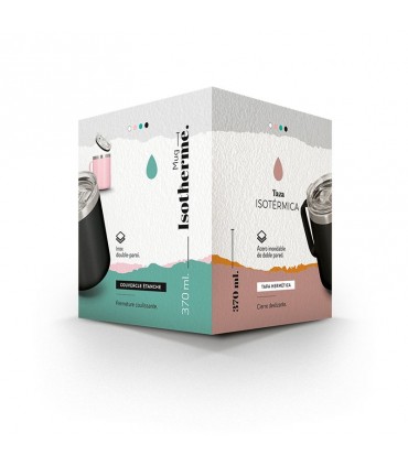 MUG ISOTHERME DOUBLE PAROI INOX AVEC COUVERCLE - MUG370