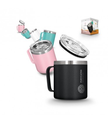 MUG ISOTHERME DOUBLE PAROI INOX AVEC COUVERCLE - MUG370