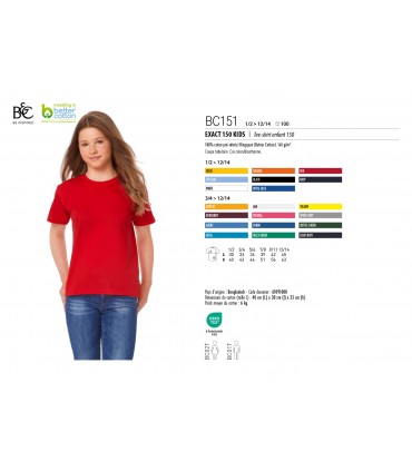 TEE-SHIRT ENFANT COL ECO-RESPONSABLE 150g/m² - BC151