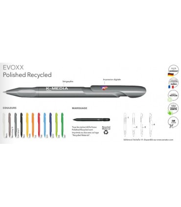 STYLO A BILLE RETRACTABLE - EVOXX POLISHED RECYCLED 3273
