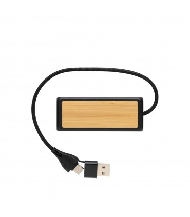 HUB USB A DOUBLE ENTREE EN BAMBOU ET PLASTIQUE RECYCLE - P308.5601