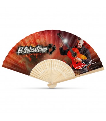 Éventail publicitaire en bambou et tissu personnalisable