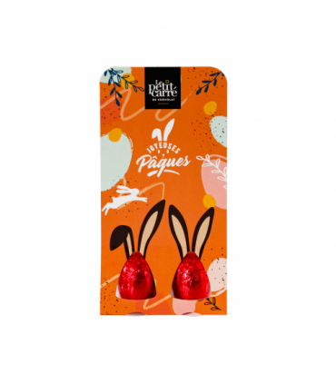 Pochette 2 Oeufs Lait ou noir Praliné personnalisée