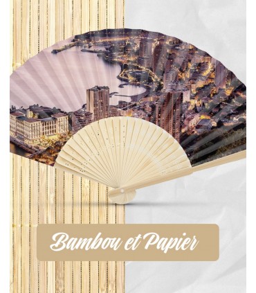 Éventail publicitaire en bambou et tissu personnalisable