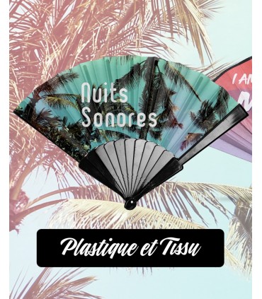 Éventail publicitaire en bambou et tissu personnalisable