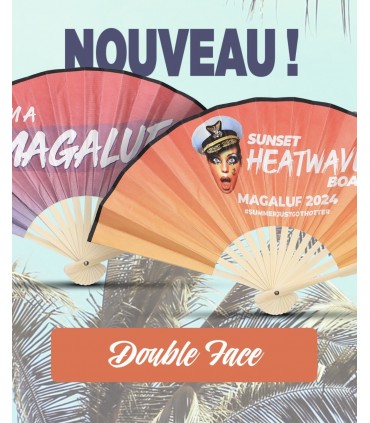 Éventail publicitaire en bambou et tissu personnalisable