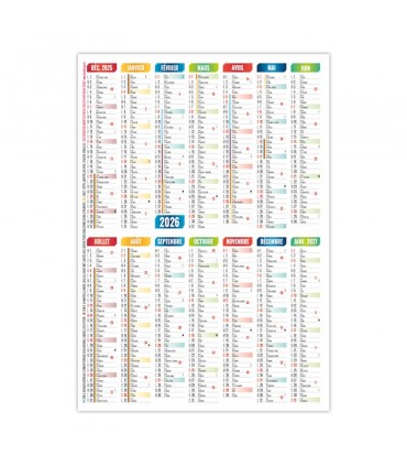 Calendrier de poche - 2 volets