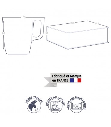 Coffret Duo de mugs en verre personnalisés 25 cl -  Luminarc