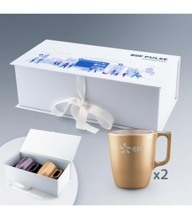 Coffret Duo de mugs en verre personnalisés 25 cl -  Luminarc