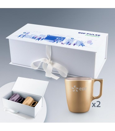 Coffret Duo de mugs en verre personnalisés 25 cl -  Luminarc