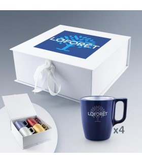Coffret 4 mugs en verre personnalisés 25 cl - Luminarc