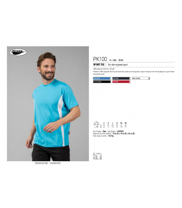 Tee-shirt respirant sport bicolore