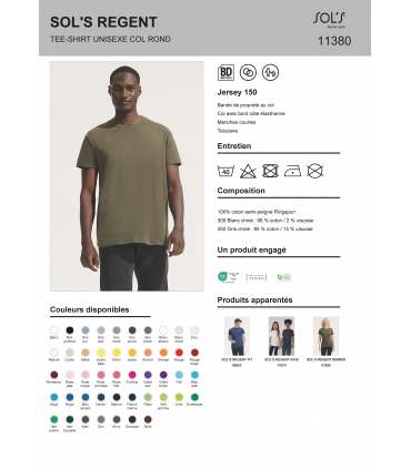 Tee-shirt Regent 150 unisexe col rond