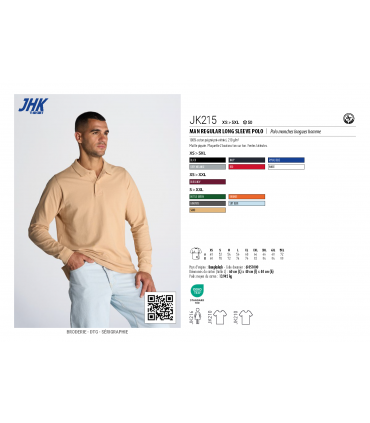 Polo homme coton manches longues