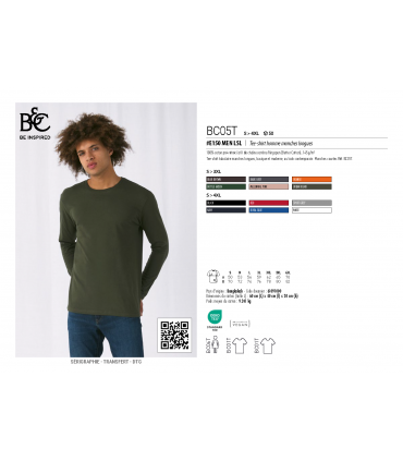 Tee-shirt homme manches longues 150 éco-responsable