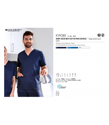 Tunique professionnelle manches courtes homme