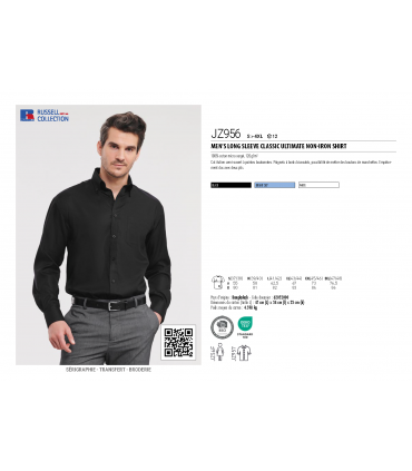 Chemise homme coton micro sergé sans repassage