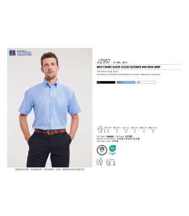 Chemisette homme coton sans repassage