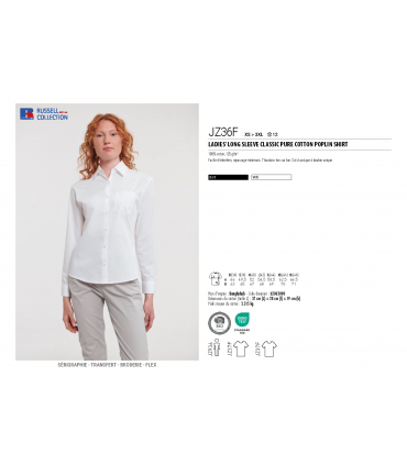 Chemise femme popeline 100% coton