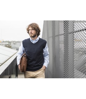 Pull fin sans manche col V