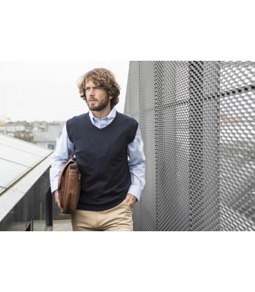 Pull fin sans manche col V