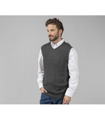 Pull fin sans manche col V