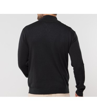 Pull fin col zippé homme