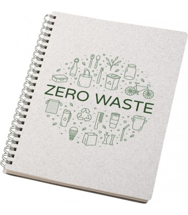 Carnet à spirales A5 personnalisable en coton recyclé – fabrication Italie (blanc)