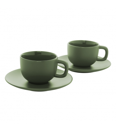 Set cappuccino Caturra plus en céramique 200 ml personnalisable - 2 tasses et soucoupes