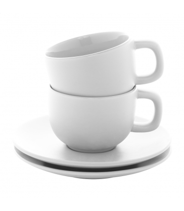Set cappuccino Caturra plus en céramique 200 ml personnalisable - 2 tasses et soucoupes