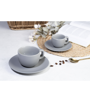 Set cappuccino Caturra plus en céramique 200 ml personnalisable - 2 tasses et soucoupes